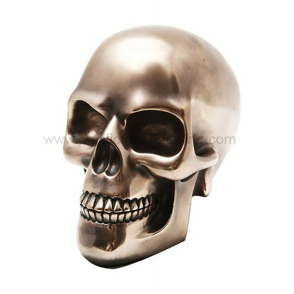 PTC 5.38 Inch Polished Bronze Finish Skeleton Skull Statue Figurine