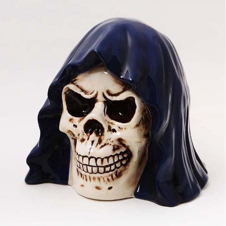 PTC Ceramic Grim Reaper Skull Savings Piggy/Coin/Money Bank, 6.5" H