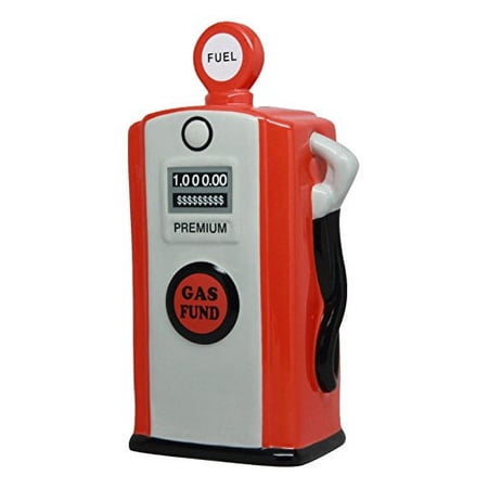 PTC Pacific Giftware Ceramic Gas Pump Savings Piggy/Coin/Money Bank, Red