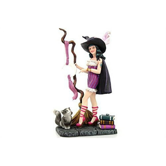 PTC Pacific Giftware The Purrfect Spell Witch with Kitty Cat Statue Figurine