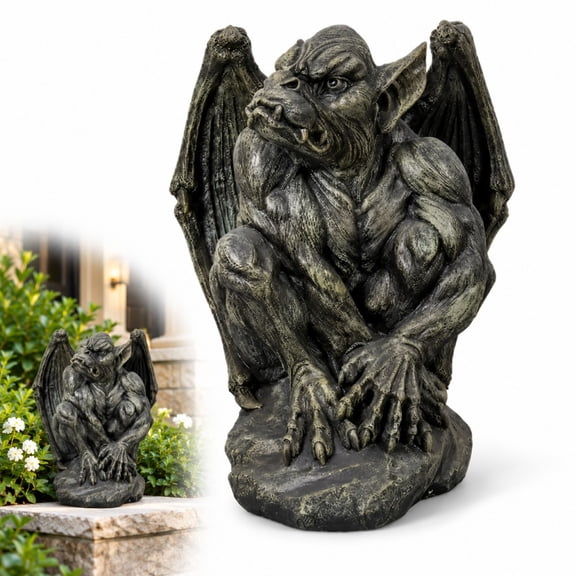 PTC Poised Protector Winged Gargoyle Statue, 4"D x 4"W x 7"H, Gray