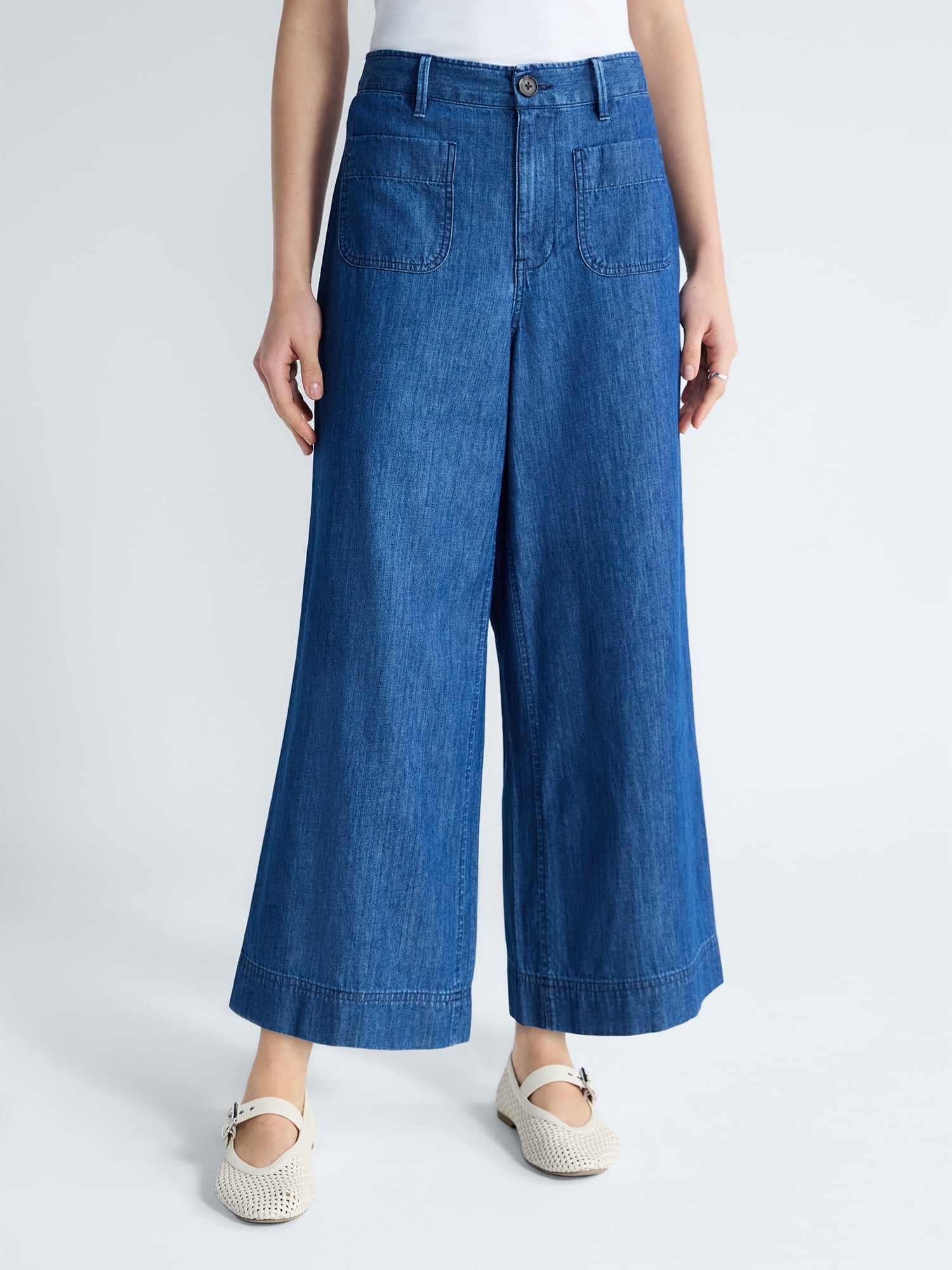 Free Assembly Women's and Women's Plus Cropped Pants with Patch Pockets, 26" Inseam, Sizes XS-4X