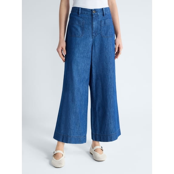 Free Assembly Women's and Women's Plus Cropped Pants with Patch Pockets, 26" Inseam, Sizes XS-4X