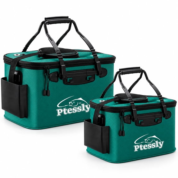 PTESSLY Fishing Bucket 2 Pack, 35L + 23L Foldable Fish Buckets ...