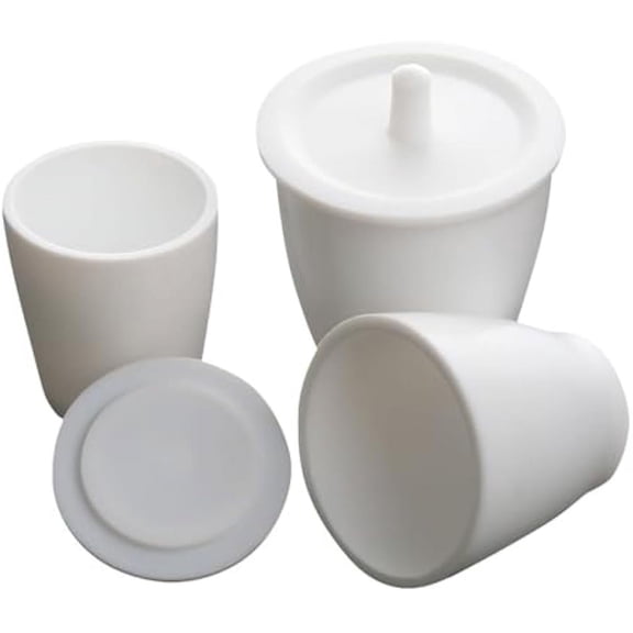 PTFE Cup Shape Crucible, Teflon Tetrafluoro Crucible with Lid, 20/25/30/50/100/250ml PTFE Cup, Acid, Alkali and High Temperature Resistance, for Lab Research (PTFE, with Lid, 250mL)
