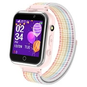 PTHTECHUS 1.54" Smart Watch for Boys Girls Smartwatch for Kids with Dual Camera Games Pedometer Video MP3 Flashlights Calculator Alarm Clock Children Touch Screen Pink