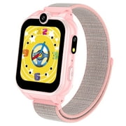 PTHTECHUS 1.54" Smart Watch for Boys Girls Smartwatch for Kids with Dual Camera Games Video MP3 Children Touch Screen Pink