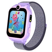 PTHTECHUS 1.54" Smart Watch for Boys Girls Smartwatch for Kids with Dual Camera Games Video MP3 Children Touch Screen Purple