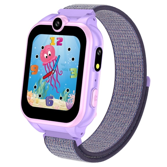 PTHTECHUS 1.54" Smart Watch for Boys Girls Smartwatch for Kids with Dual Camera Games Video MP3 Children Touch Screen Purple