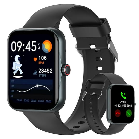 PTHTECHUS 1.83'' Smart Watch for Kids Sport Smartwatch with 37 Sports Modes DIY Watch Touchscreen Phone Calls Music Calculator Excellent Gift for Teenage(Black)