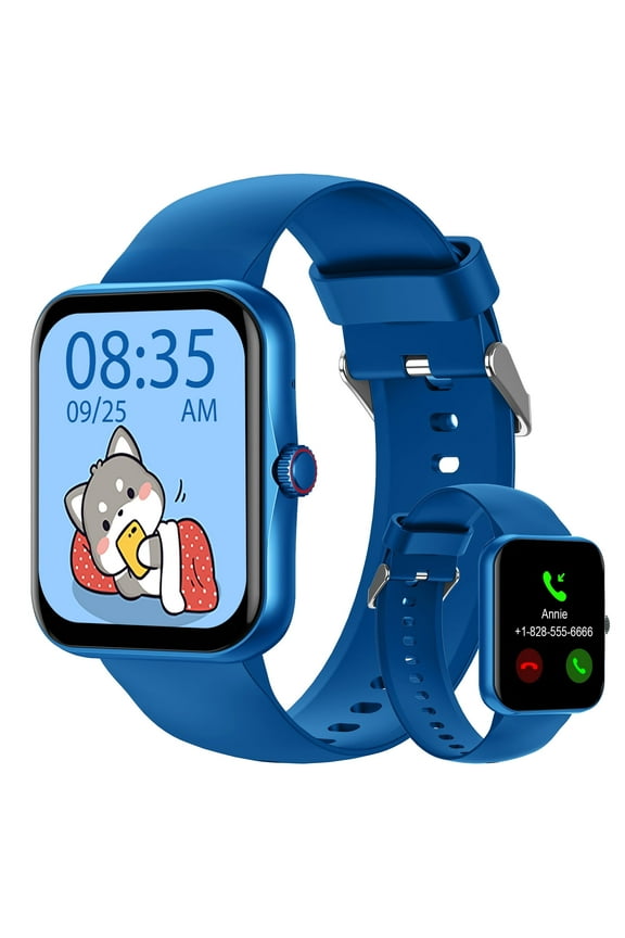 1.83'' Smart Watch for Kids Sport Smartwatch with 37 Sports Modes DIY Watch Touchscreen Phone Calls Music Calculator Excellent Gift for Teenage(Blue)