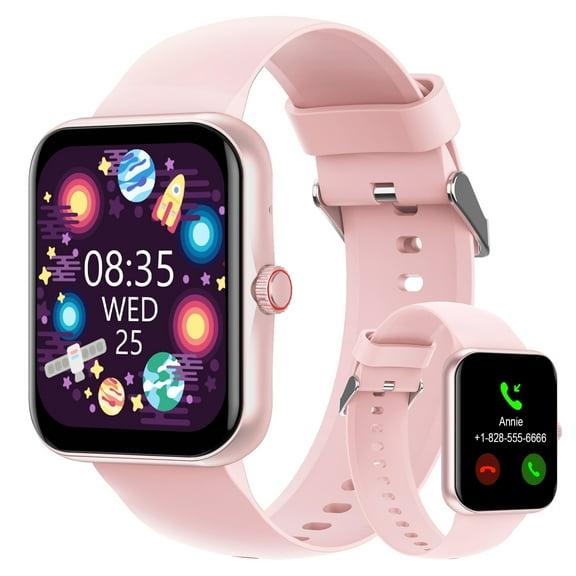 PTHTECHUS 1.83'' Smart Watch for Kids Sport Smartwatch with 37 Sports Modes DIY Watch Touchscreen Phone Calls Music Calculator Excellent Gift for Teenage(Pink)