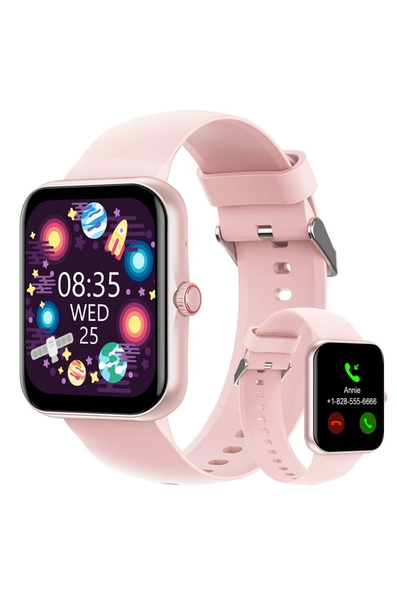 1.83'' Smart Watch for Kids Sport Smartwatch with 37 Sports Modes DIY Watch Touchscreen Phone Calls Music Calculator Excellent Gift for Teenage(Pink)