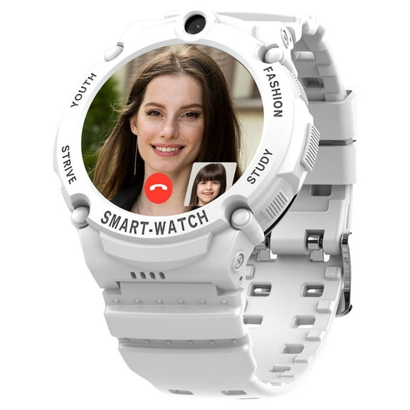 PTHTECHUS S02 Smart Watch for Boys Girls Smartwatch for Kids with 4G SIM GPS Video Call Pedometer MP3 Flashlights Calculator Alarm Clock Children Holiday Gift White