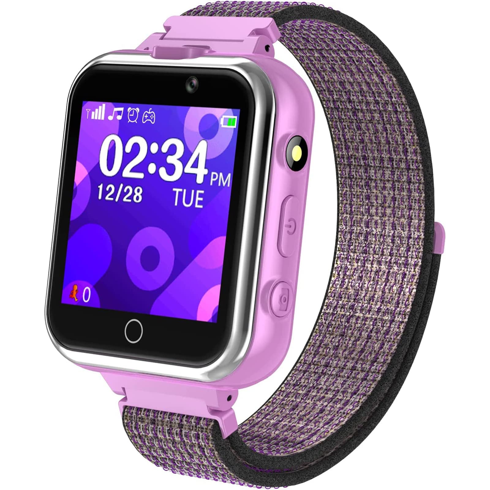 PTHTECHUS Smart Watch Cellular 1.54 In Plastic Case with Purple Silicone Band