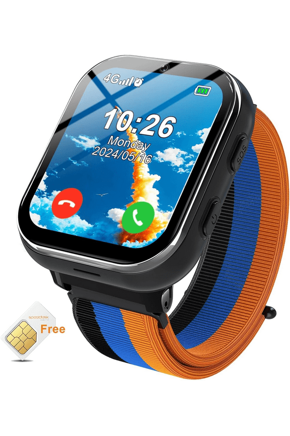 Smart Watch for Kids 4G Kids Smartwatch Phone Touch Screen Educational Games Pedometer Fitness Alarm Calculator Clock Camera Music Player Suitable for Children Aged 4-10 Years Old
