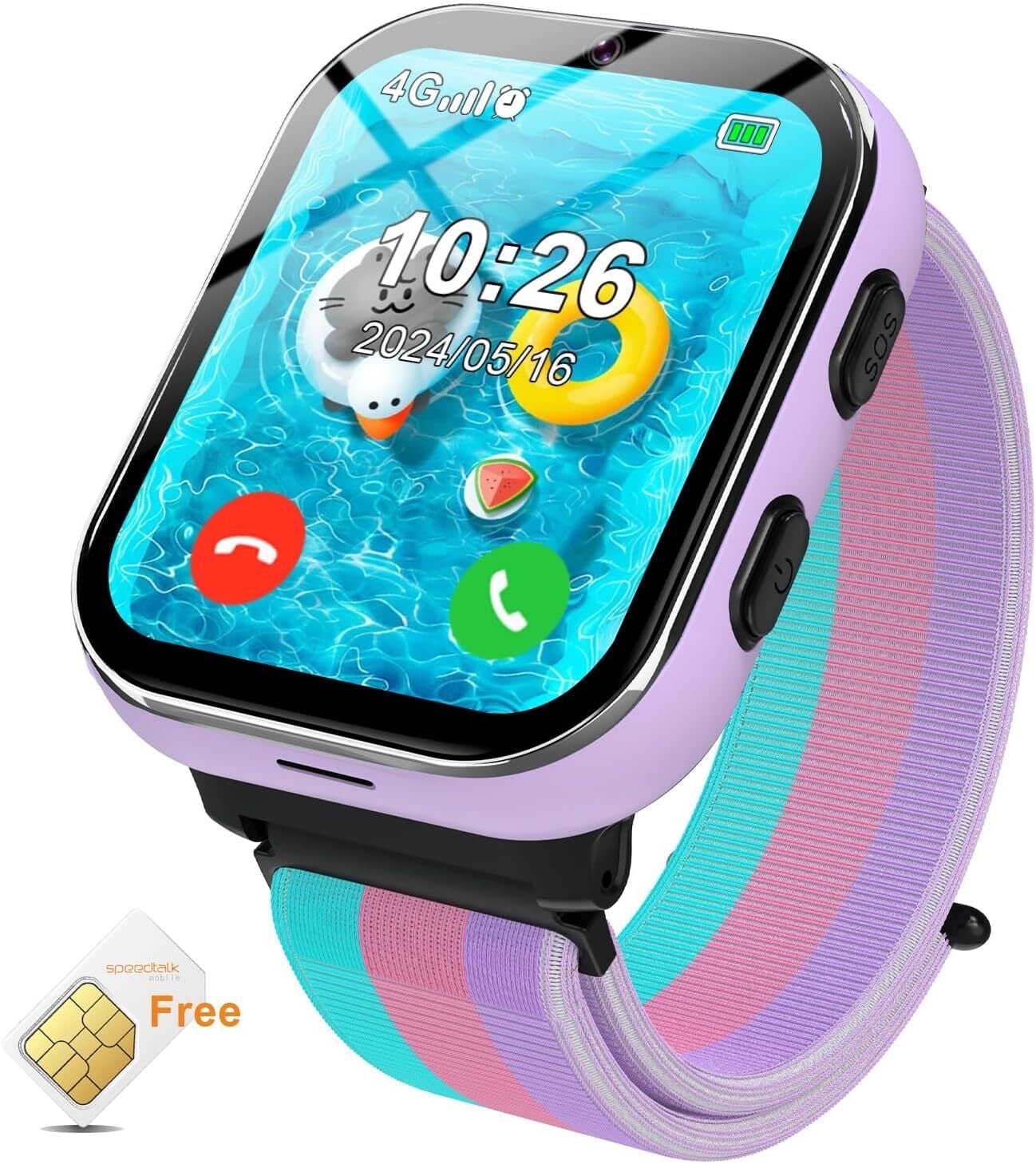 PTHTECHUS Smart Watch for Kids 4G Kids Smartwatch Phone Touch Screen Educational Games Pedometer Fitness Alarm Calculator Clock Camera Music Player Suitable for Children Aged 4-10 Years Old