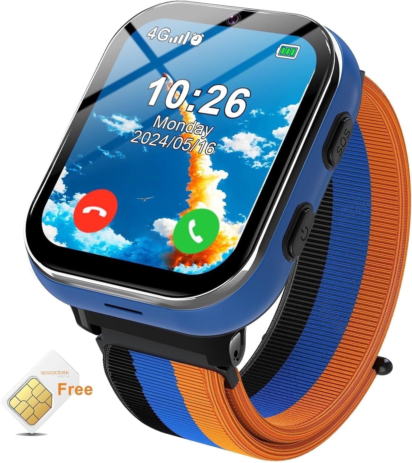 PTHTECHUS Smart Watch for Kids 4G Kids Smartwatch Phone Call Touch Screen Educational for Children Aged 4-10 Years Old