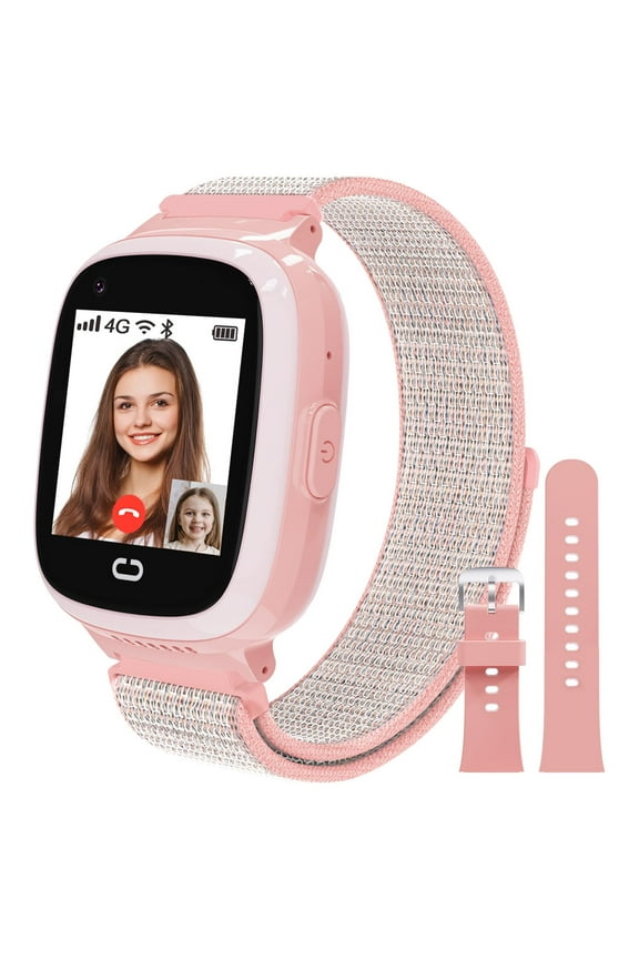 Smartwatch for Kids with GPS 4G HD Touchscreen Watch with Phone GPS Tracker Real-Time Location SOS Video Call Voice Chat Camera for Boys Girls Gift Pink