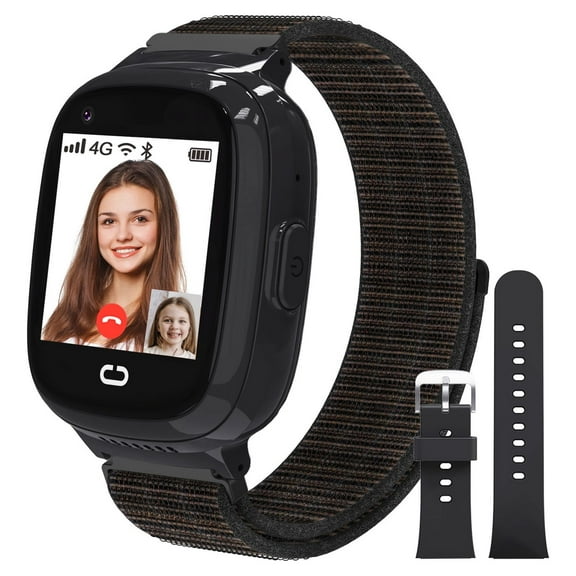 PTHTECHUS Smartwatch for Kids with GPS 4G HD Touchscreen Watch with Phone GPS Tracker Real-Time Location SOS Video Call Voice Chat Camera for Boys Girls Gift Black