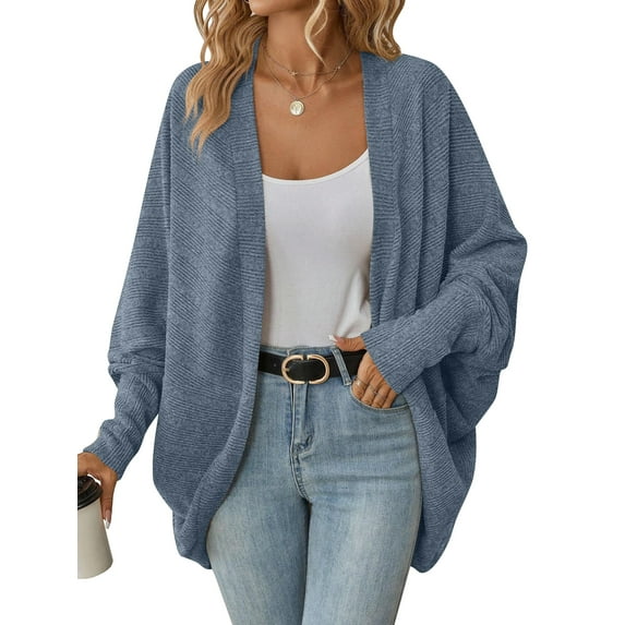 PTHTECHUS Womens Cardigan Open Front Sweater for Women No Button Knit Cardigan Casual Long Sleeve Outerwear with Pockets