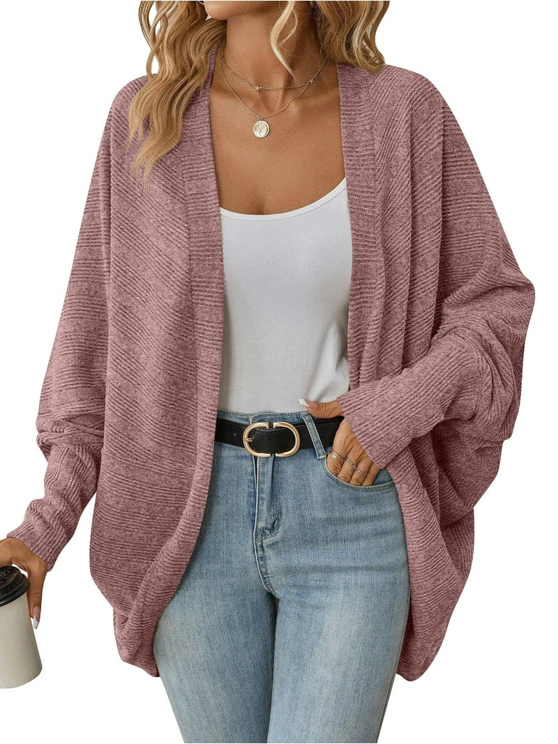 PTHTECHUS Womens Cardigan Open Front Sweater for Women No Button