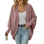 PTHTECHUS Womens Cardigan Open Front Sweater for Women No Button Knit Cardigan Casual Long Sleeve Outerwear with Pockets