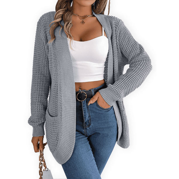 PTHTECHUS Womens Cardigan Open Front Sweater for Women No Button