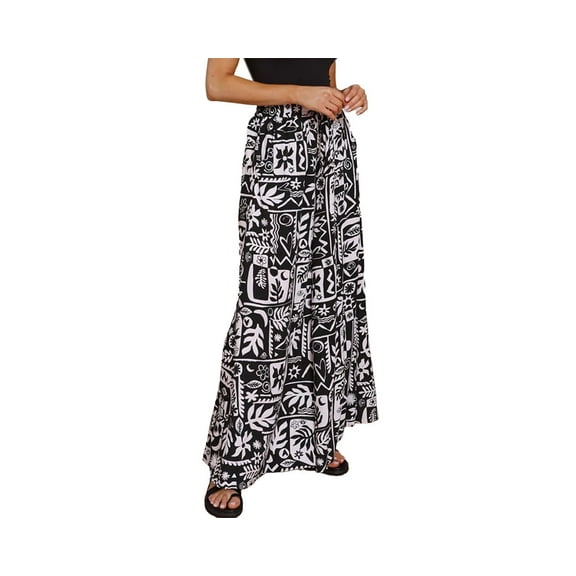 PTHTECHUS Womens Floral Wide Leg Pants With Pockets High Waist Adjustable Knot Loose Casual Trousers Business Work Casual Pants Loose Pants