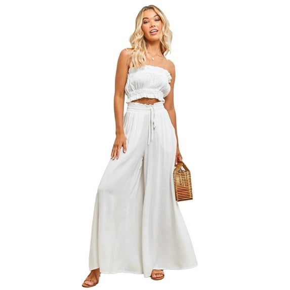 PTHTECHUS Womens Wide Leg Pants With Pockets High Waist Adjustable Knot Loose Casual Trousers Business Work Casual Pants Loose Pants