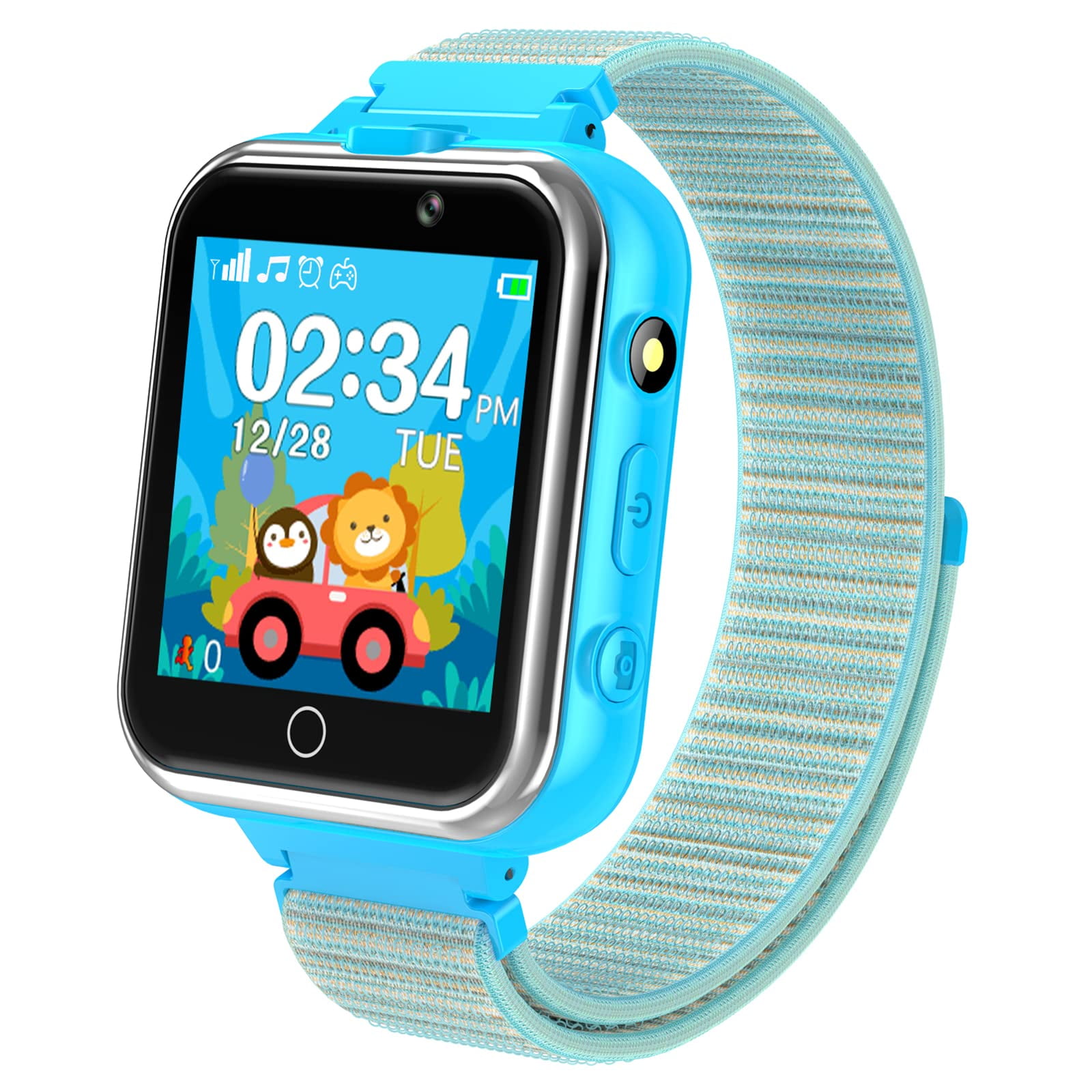 PTHTECHUS X32-Blue Kids Smartwatch with Dual Camera, 24 Games, MP3 & More, Blue with Nylon Band