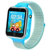 PTHTECHUS X32-Blue Kids Smartwatch with Dual Camera, 24 Games, MP3 & More, Blue with Nylon Band