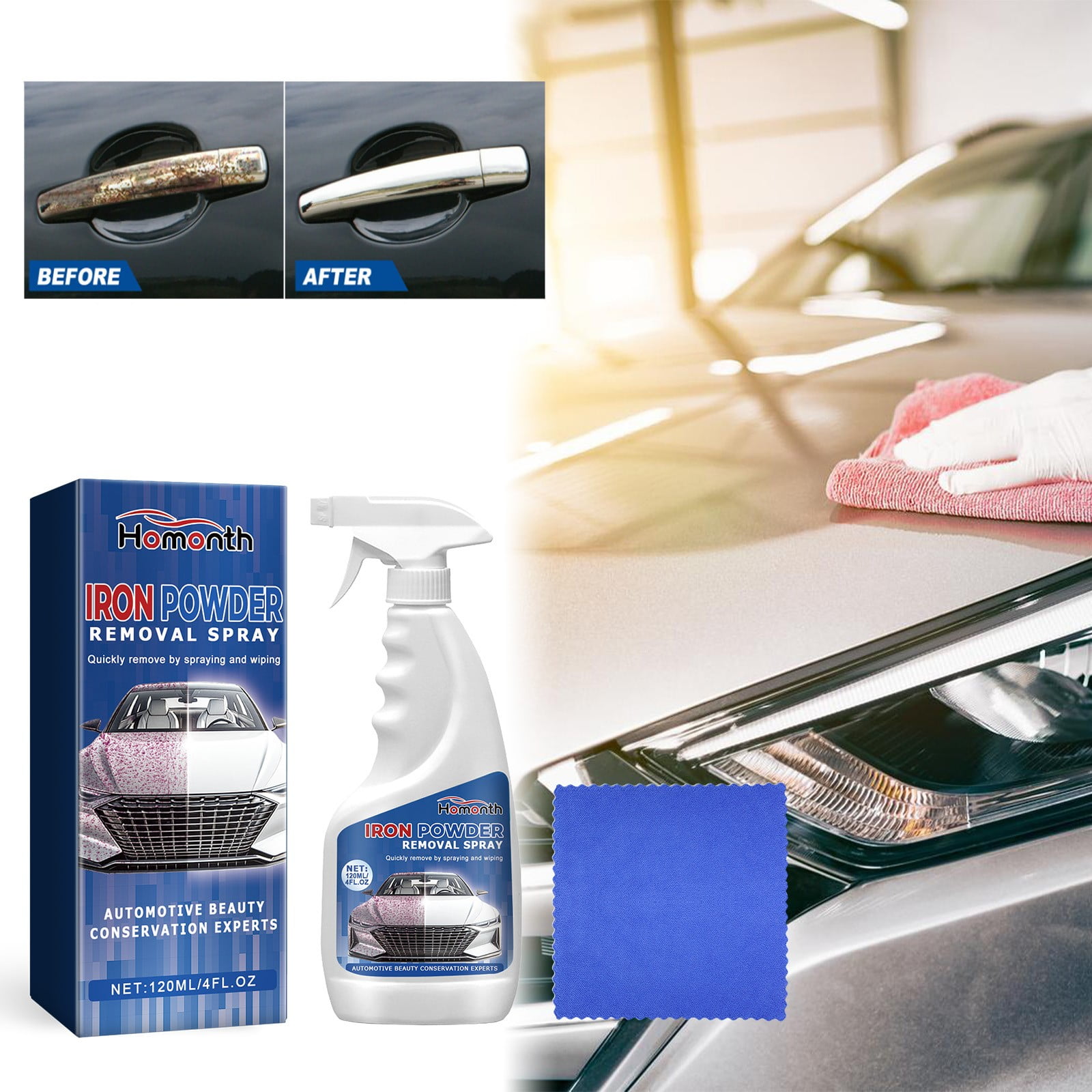 PTJKU Car Paint Rust Remover, Instantly Cleans Rust from Car Paint, NonFlushing, Odorless