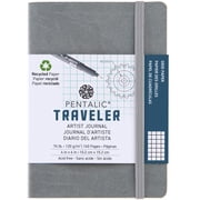 Pentalic - 4x 6 Gray Grid Traveler Pocket Artist Drawing Journal, 160 Pages, 74 lb. Paper