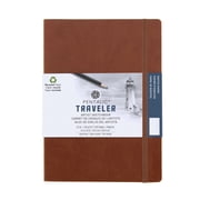 Pentalic - 6x 8 Brown Traveler Pocket Artist Drawing Journal، 160 Pages، 74 lb. الورق