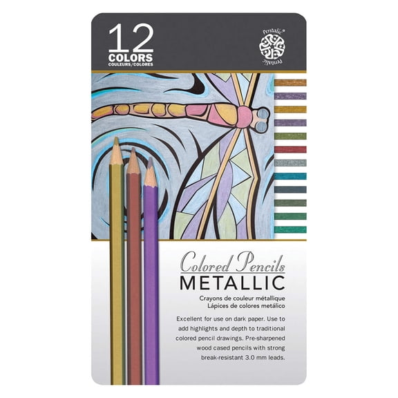 Royal & Langnickel - Pentalic Metallic Colored Pencils 12 Color Tin Set