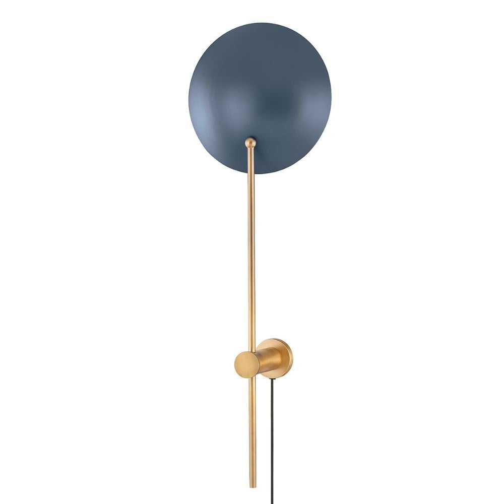 Sereno Patina Brass & Slate Blue Dimmable Plug-In Wall Sconce