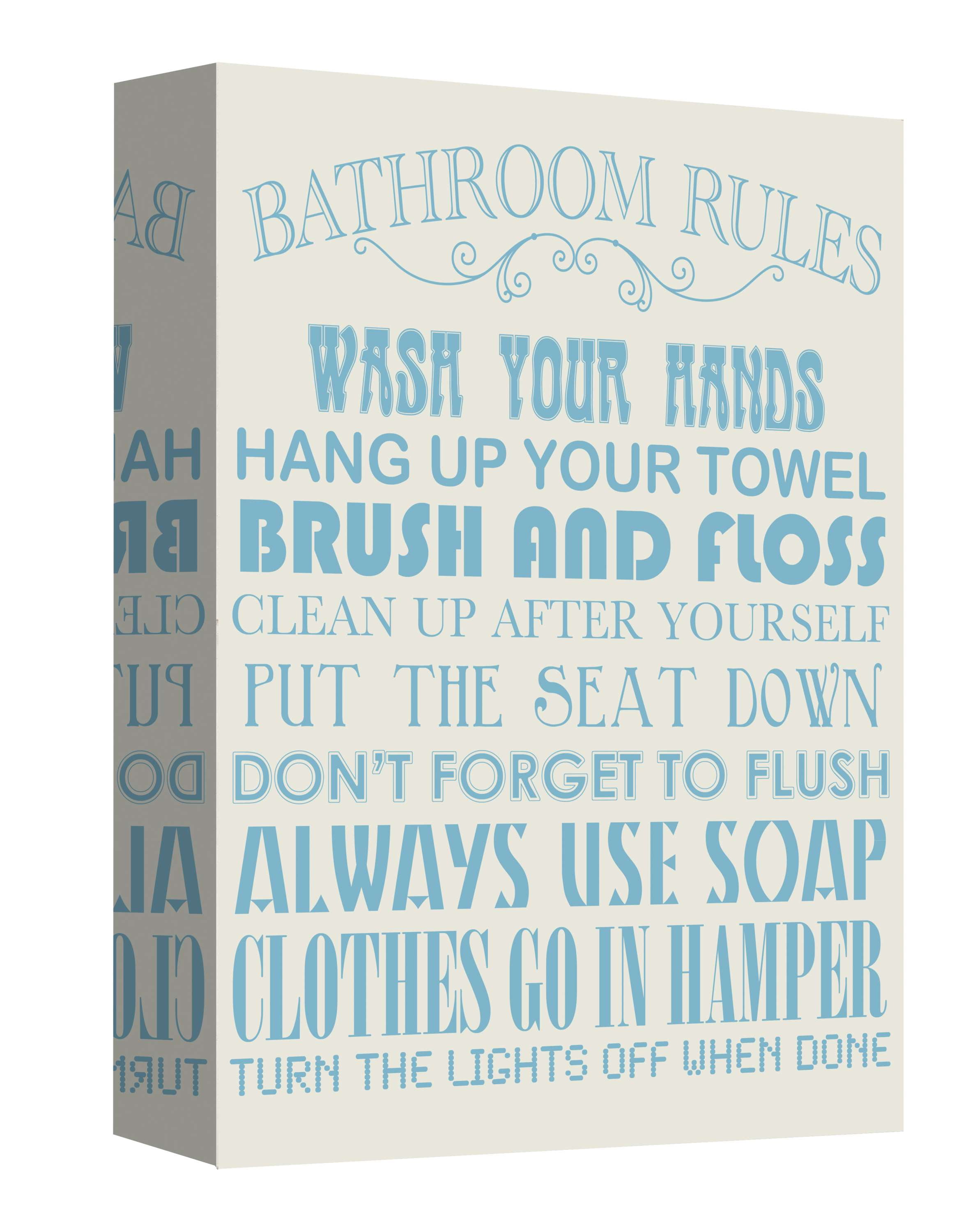 PTM Images,Bathroom Rules , 16x20, Decorative Canvas Wall Art