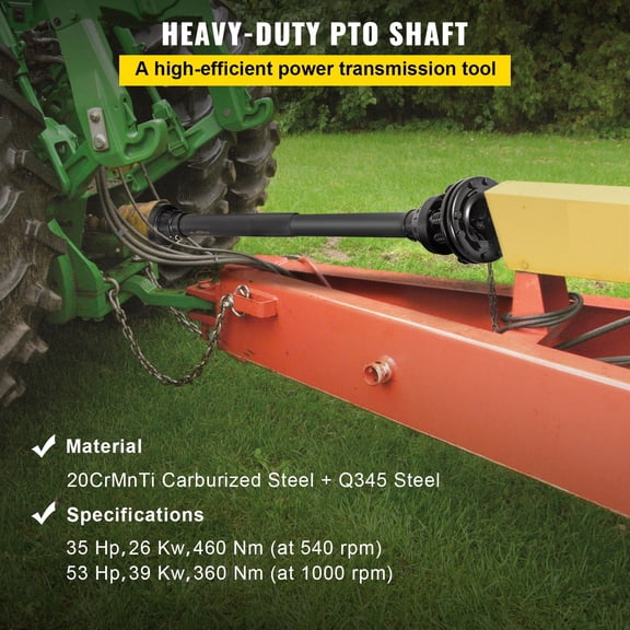PTO Shaft 1-3/8 Inch 6 Spline Tractor and Implement Ends Series 4 Driveline 43 to 59 Inch Brush Hog with Slip Clutch Black for Finish Mower Rotary Cutter