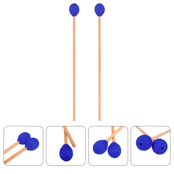 PTOOTP 1 Pair Cylindrical Marimba Mallets with Wool Acrylic Blend for Percussion Instruments
