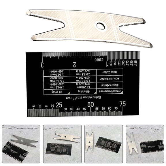 PTOOTP Guitar Action Gauge Ruler Set for Accurate String Height Measurement and Setup Tool for Electric and Acoustic Guitars