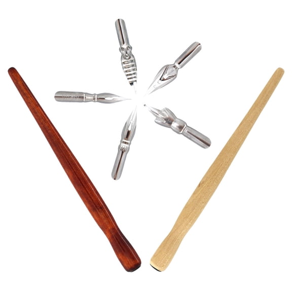 PTOOTP Ergonomic Wooden Dip Pen Holder Set with Metal Nibs for , Drawing, and Artistic Writing Tools