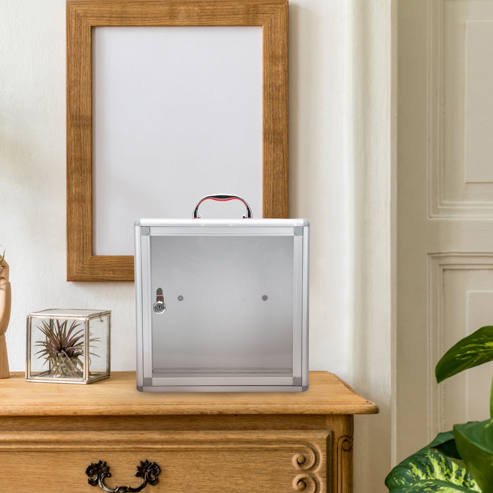 PTOOTP Red Metal Lockable Collection Box for Fundraising and Storage ...