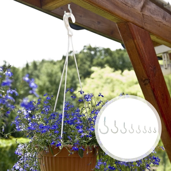 PTOOTP 100Pcs White Carbon Steel Ceiling Hooks for Hanging Plants Lanterns and Decorations