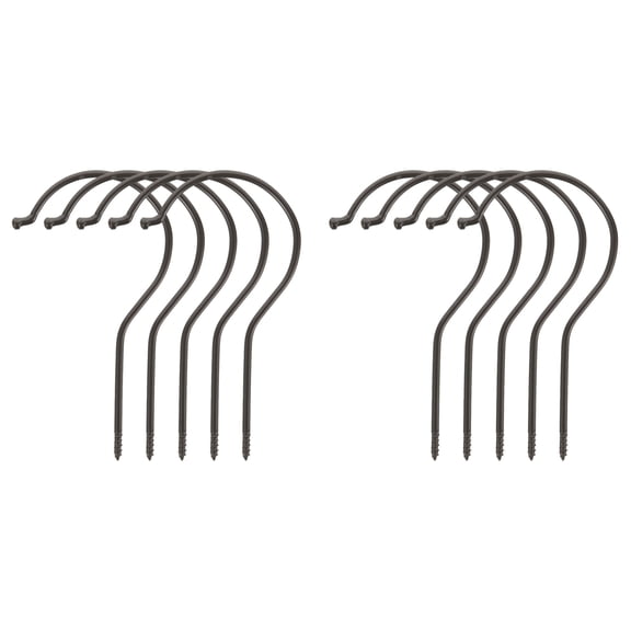 PTOOTP 10Pcs Black Cast Iron Screw Hooks for Hanging Cables Chains Accessories