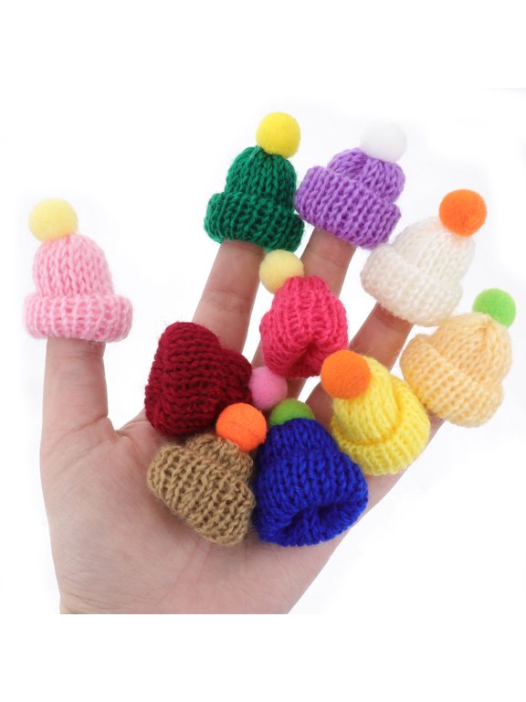 10pcs Knitted Hat Craft Accessories Mini Knitted Caps Decor Accessory