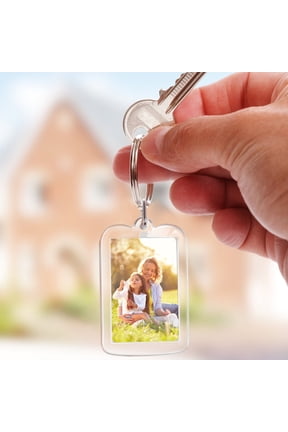 10Pcs Clear Acrylic Blank Insert Keyring Photo Frame for Storing Home Keys