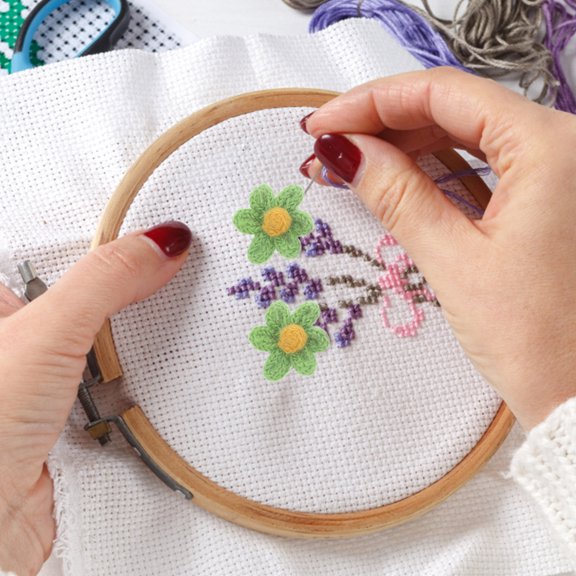 PTOOTP DIY Green Yarn Flower Patches for Clothing and Craft Projects