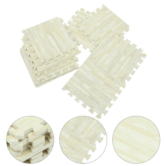 PTOOTP 10Pcs Foam Floor Tiles Wood Grain Beige Eva Interlocking Mats for Comfortable Home Use