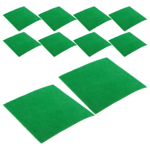 PTOOTP Lifelike Green Grass Mat for Model Trains, 10 Pcs Artificial Nylon Moss Turf for Train Layouts